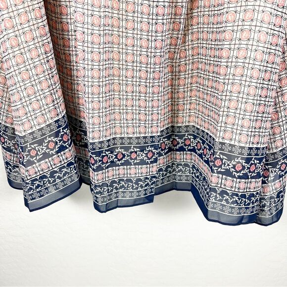 Max Studio Sleeveless Fit And Flare Boho Print Dress Pink Cream Blue Large NEW - Picture 13 of 13